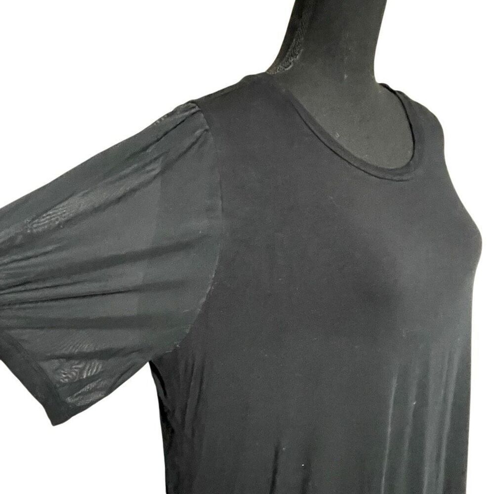 Torrid Black Stretch Mesh Puff Sleeve Short Sleeve Top